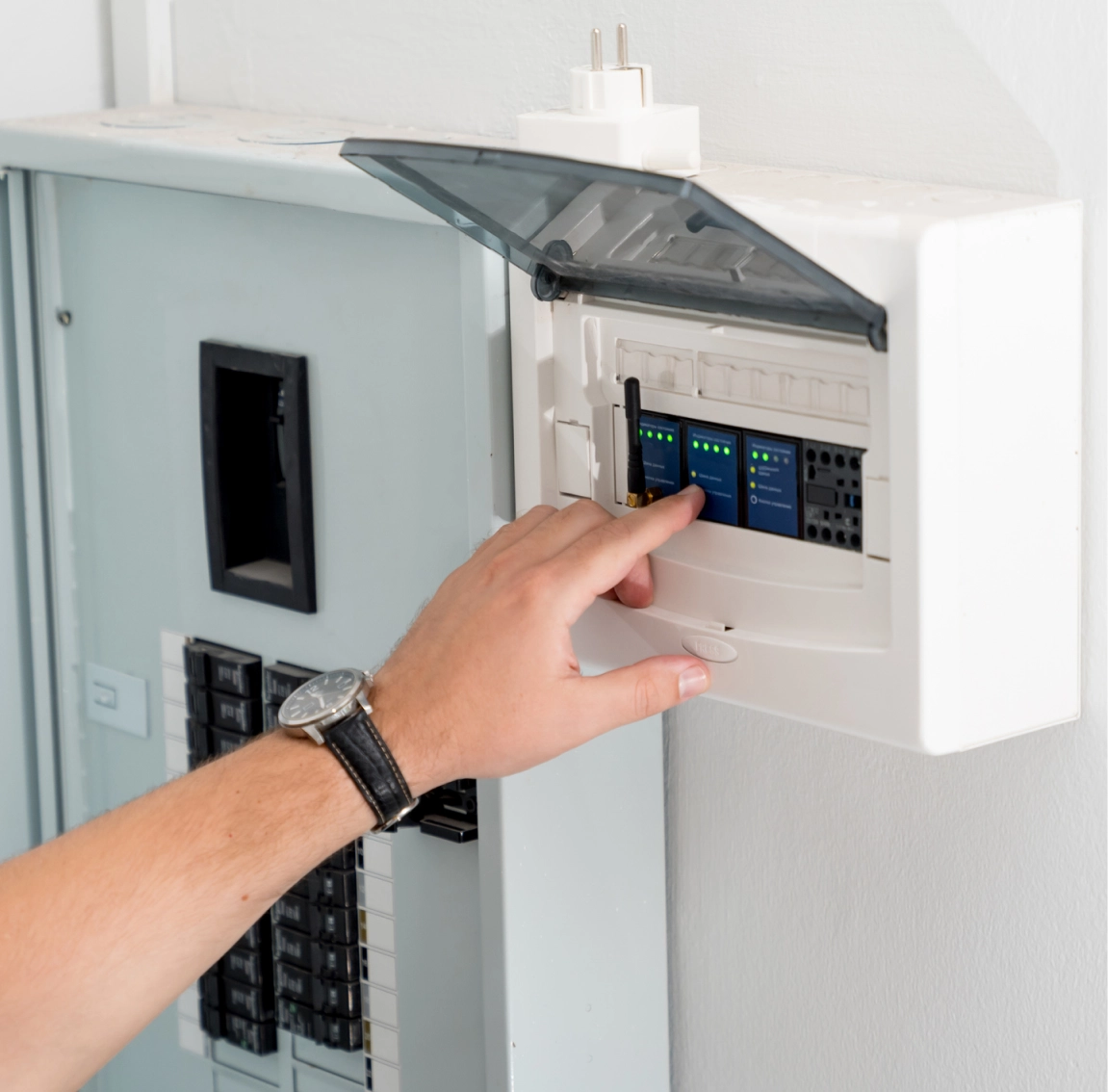 Person interacting with circuit breaker